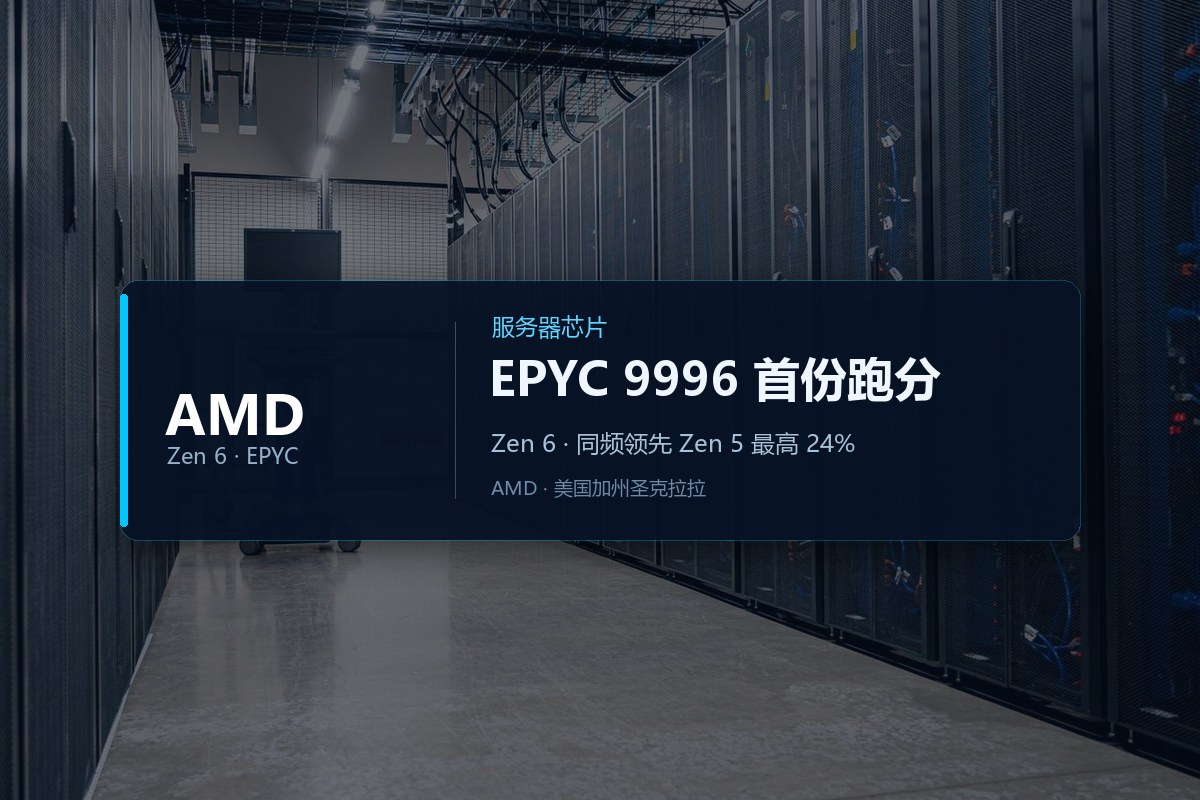 Zen 6 首份跑分泄露：EPYC 9996 同频领先 Zen 5 最高 24%，单核分反而更低